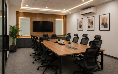Fully Furnished 1200 Sqft Office for Rent – 4th Floor with Pantry, Balcony & 3 Bathrooms